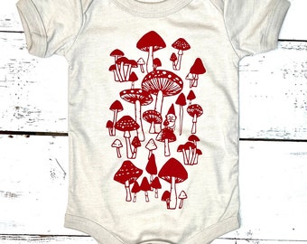 Mushrooms and Gnome baby body suit