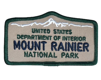 Mount Rainier National park sign iron on patch