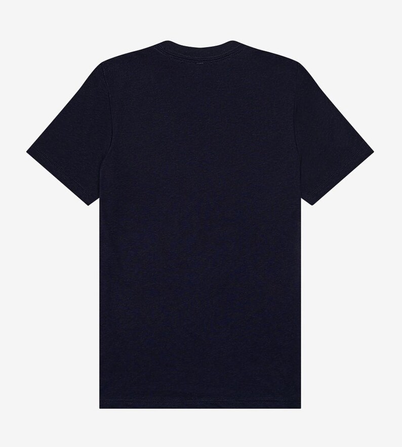May include: A dark blue short-sleeved t-shirt.