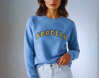 Seattle Baseball Vintage light blue unisex crewneck sweatshirt