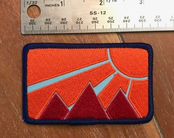 Northwest Sun and Mountains Embroidered Patch | Iron-On Applique