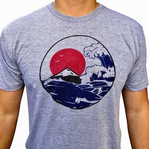 Japanese Big Wave tri blend men&#39;s t-shirt