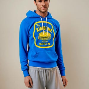 Seattle Kingdome Patch Royal Blue adult unisex poly/cotton pullover hoodie