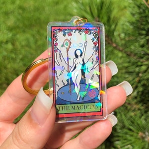 Magic Keychain/Witchy Keychain/Tarot Card Keychain/The Magician Tarot Card Keychain/Mystical Keychain/Holographic Keychain
