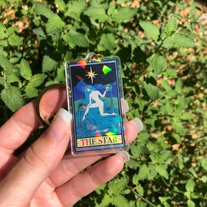 Magic Keychain/Witchy Keychain/Tarot Card Keychain/The Star Tarot Card Keychain/Mystical Keychain/Holographic Keychain