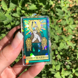 Magic Keychain/Witchy Keychain/Tarot Card Keychain/The Chariot Tarot Card Keychain/Mystical Keychain/Holographic Keychain