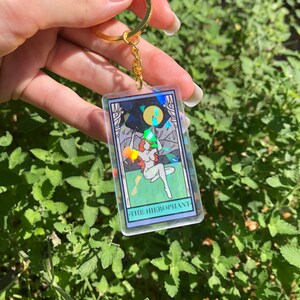 Magic Keychain/Witchy Keychain/Tarot Card Keychain/The Hierophant Tarot Card Keychain/Mystical Keychain/Holographic Keychain
