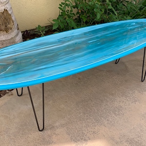 Resin Wave Surfboard Coffee Table