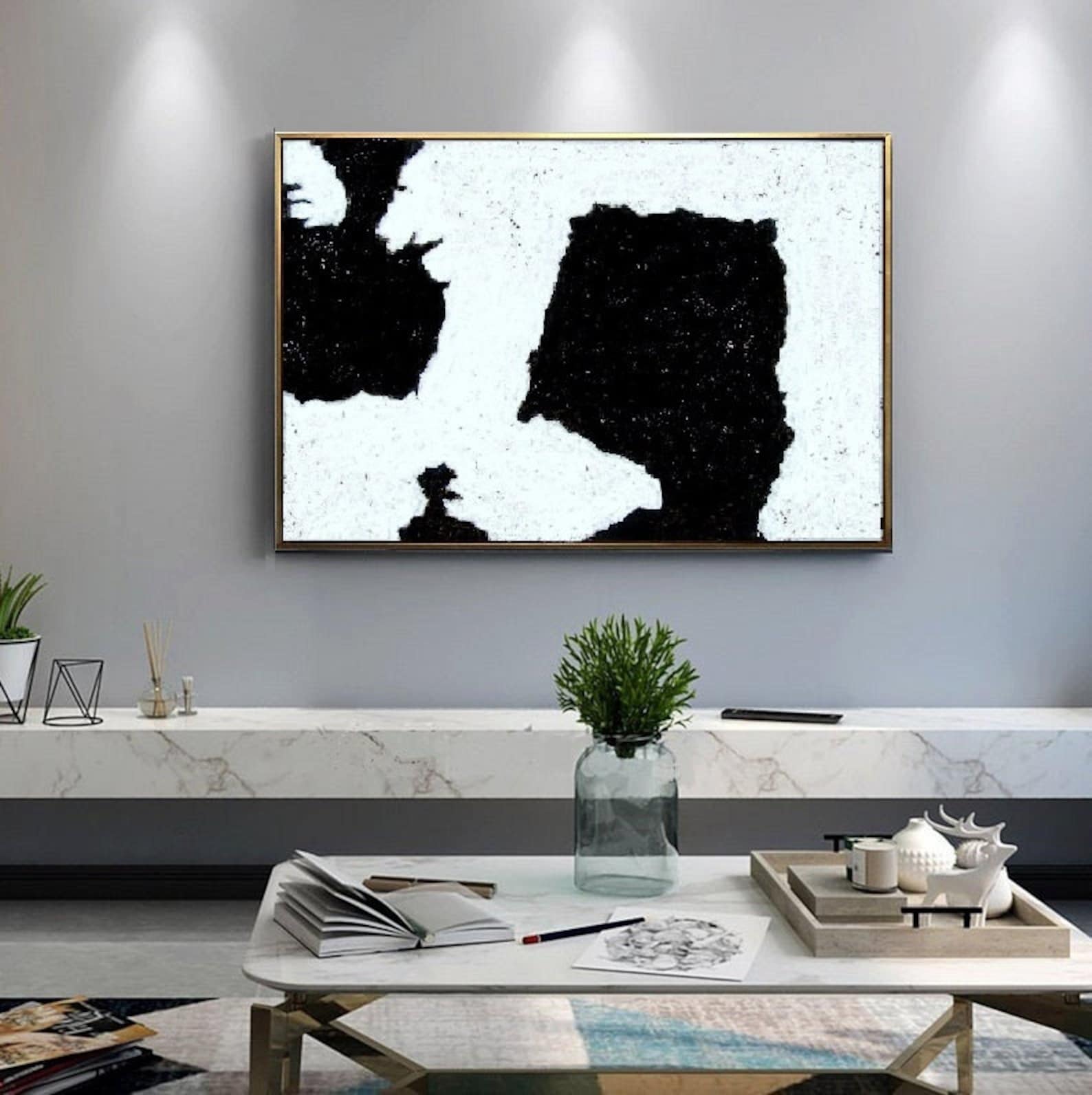 Living Room Wall Art Minimalist Painting on Canvas Original | Etsy
