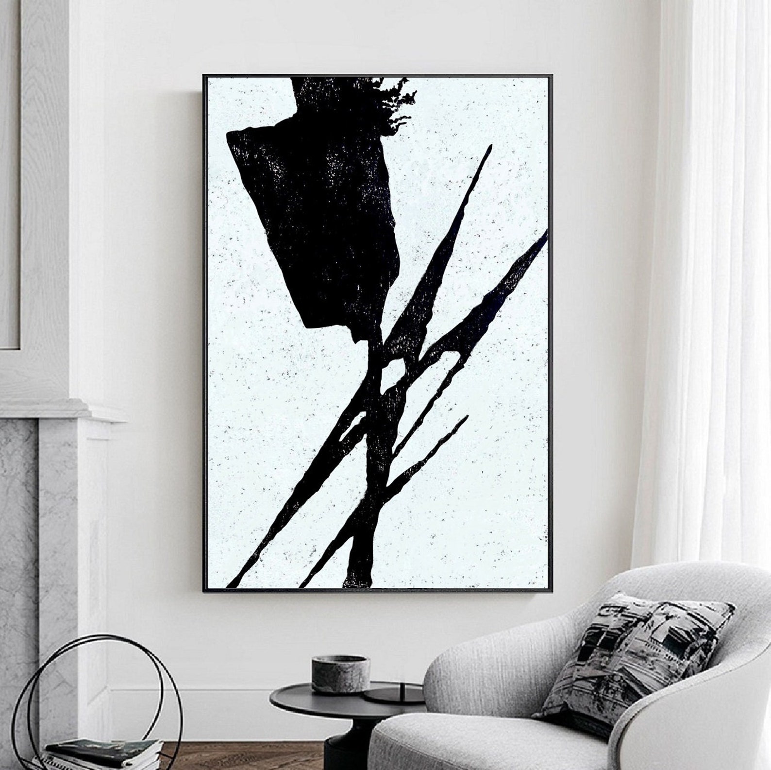 Minimalist art Black and White art Abstract Art Original Art | Etsy