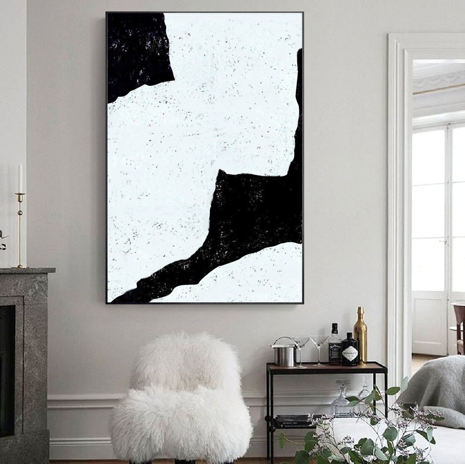 Large Wall Art Contemporary Art White artwork Living Room Etsy