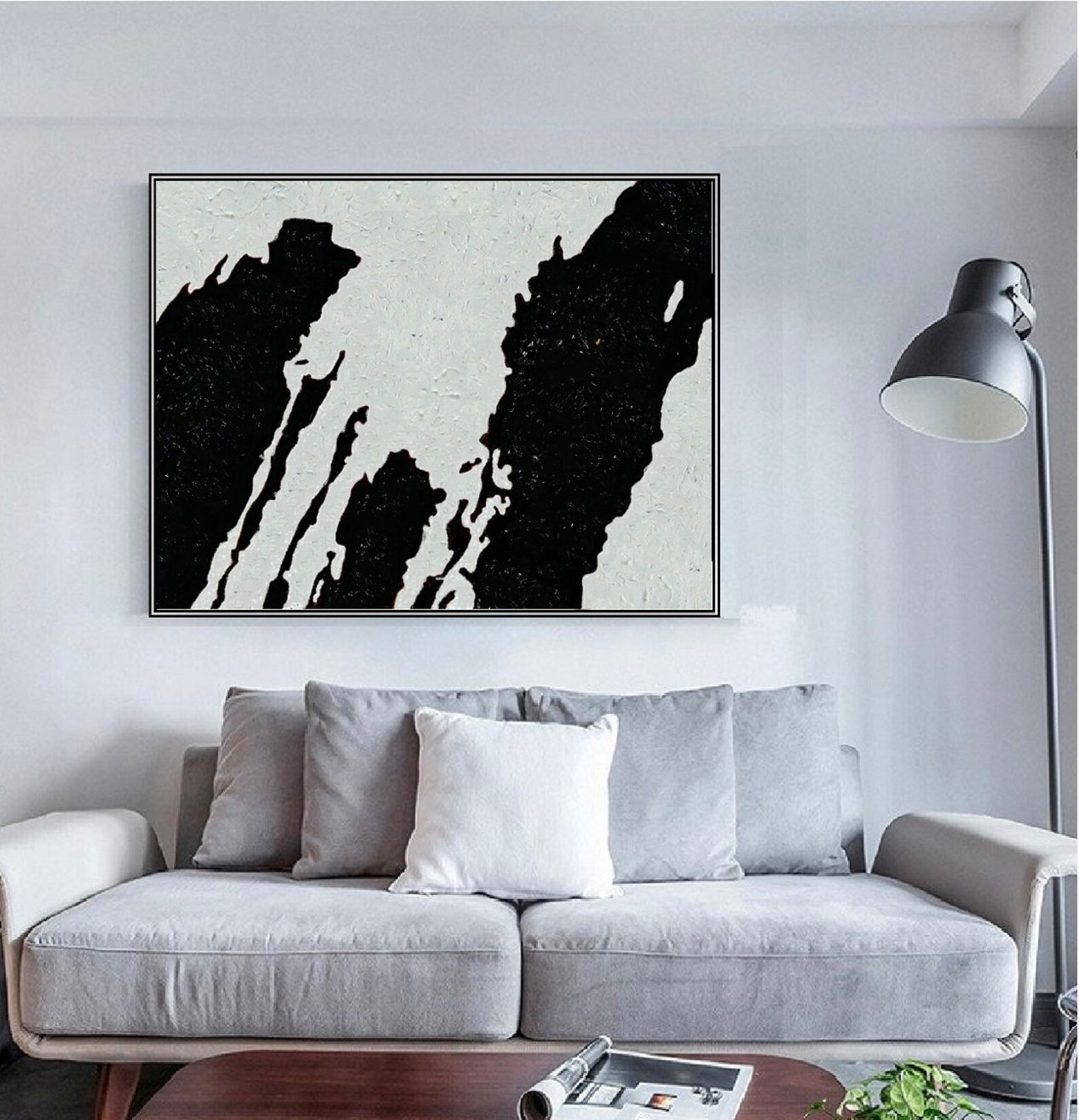 Minimalist Art Black and White Abstract art Original Art | Etsy