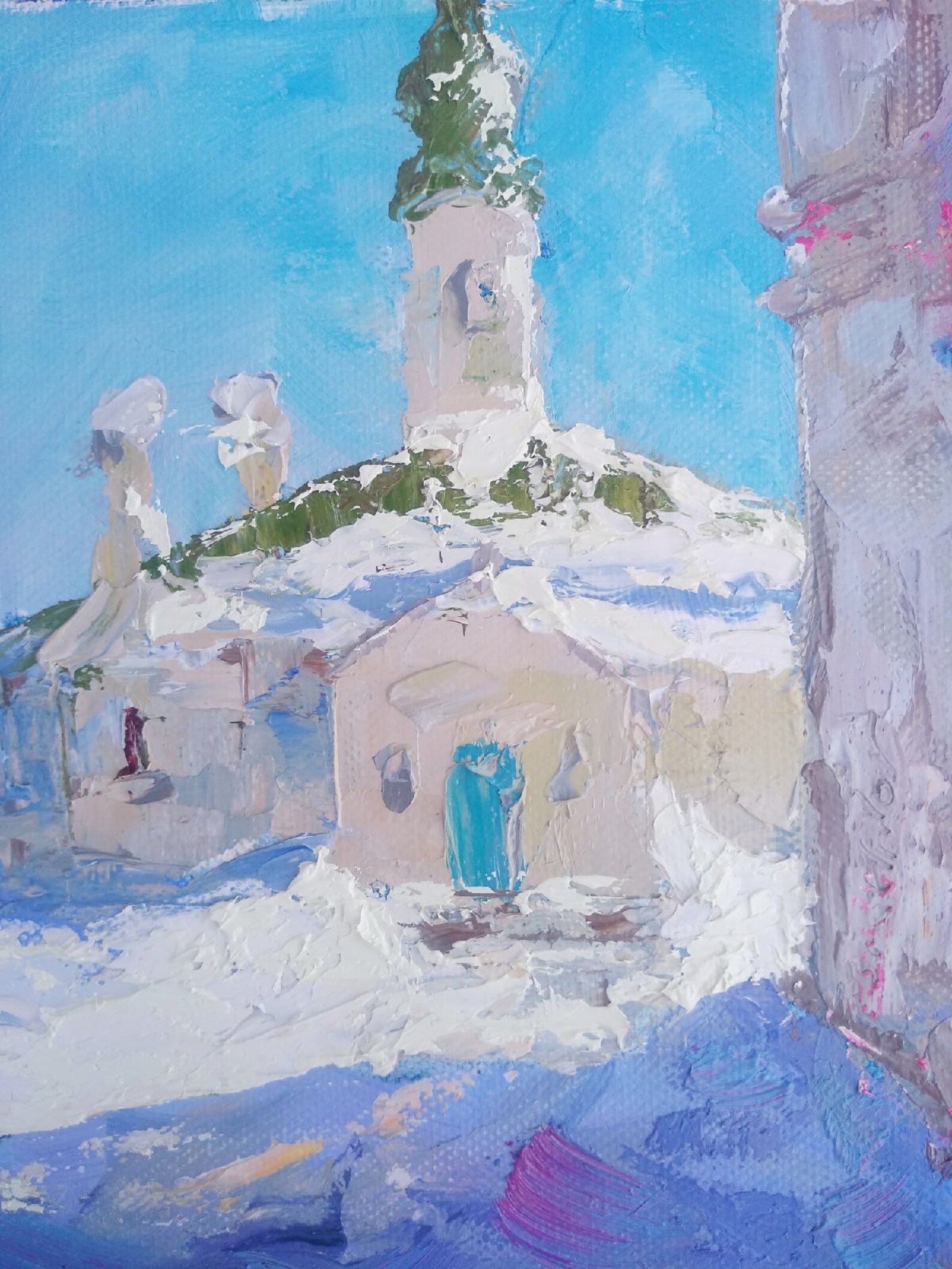 Winter Landscape Church Wall Art Russian Church Painting Etsy
