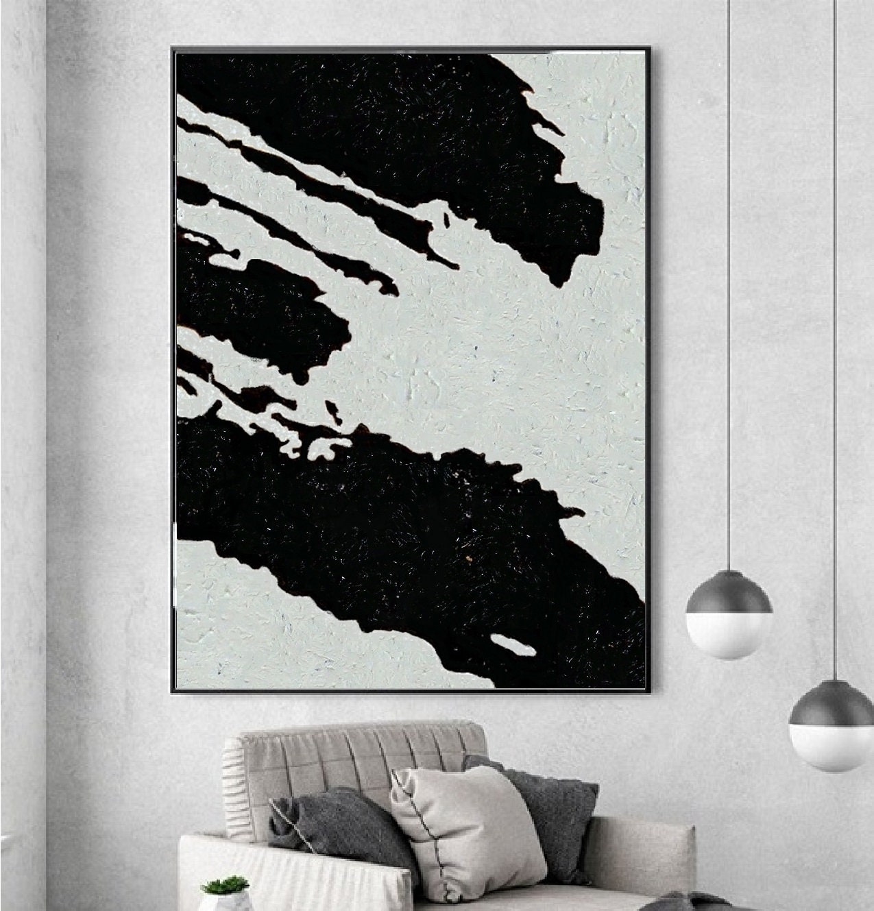 Minimalist art Black and White Original Art abstract Art on | Etsy