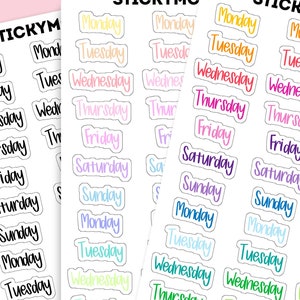 Hand lettering Days of the week stickers, weekday stickers, planner stickers, happy planner stickers, Erin Condren stickers, hand lettering