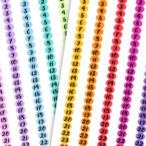 Number Strip Stickers Number Strips Rainbow Numbers Etsy