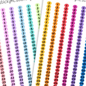 Number strip stickers, number strips, rainbow numbers, numbers, planner stickers, happy planner, to do, bujo stickers, 170