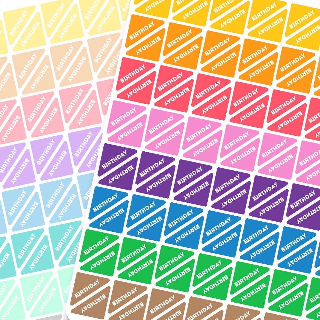 planner birthday corner stickers birthday stickers rainbow etsy