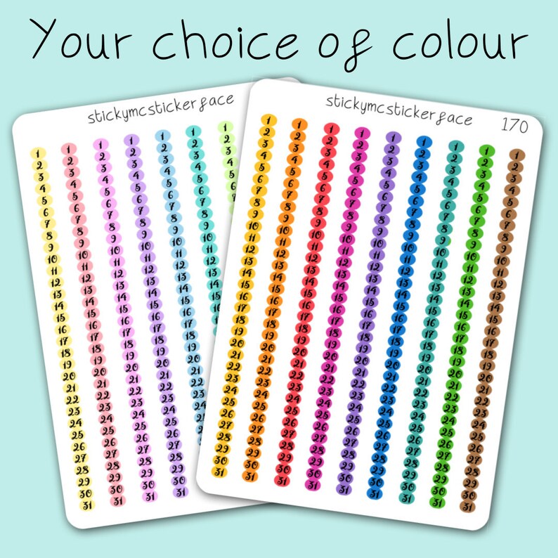 Number strip stickers number strips rainbow numbers Etsy