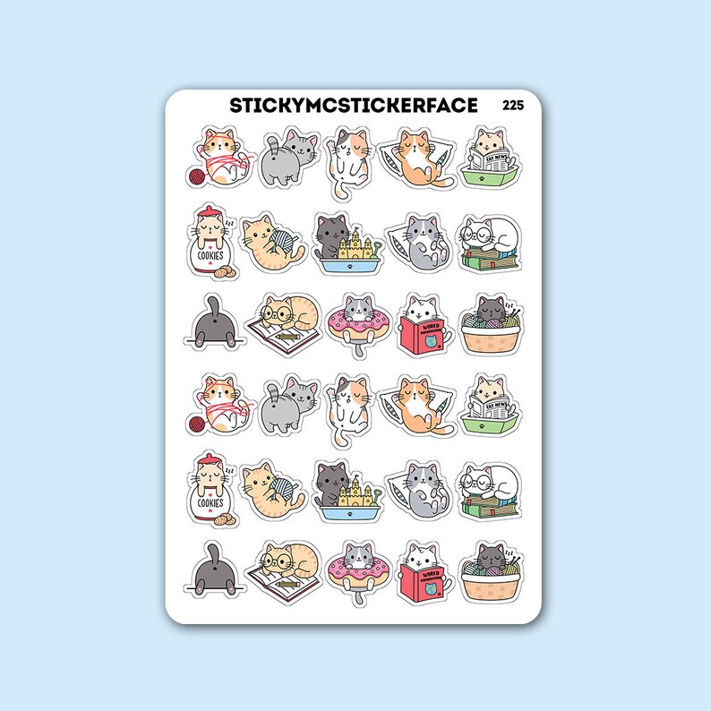 Cute Cat Stickers Kitten Stickers Cat Stickers Planner Etsy