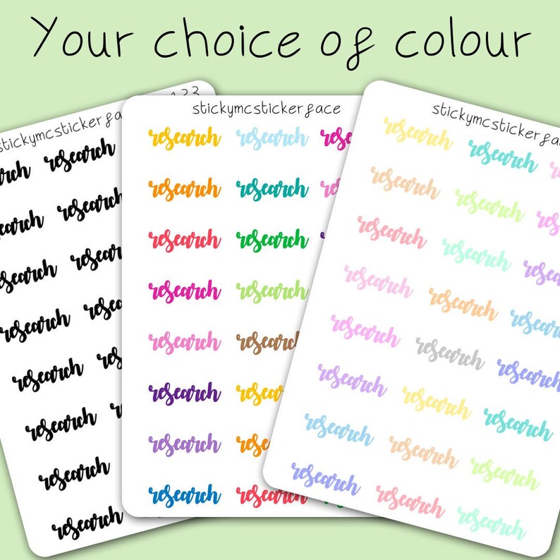 Research Stickers Work Stickers Functional Stickers Planner Etsy UK