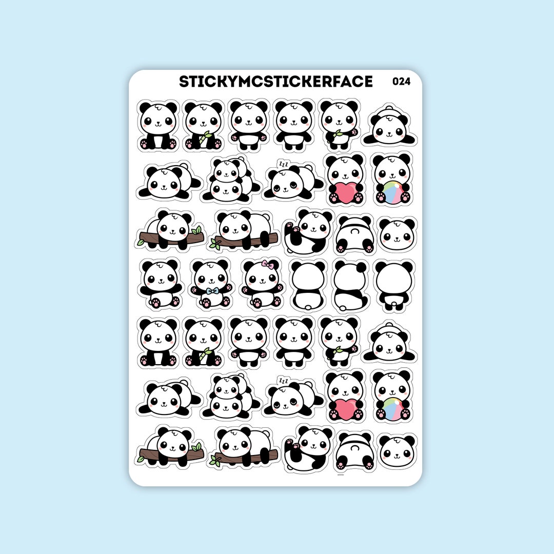 Kawaii Panda Stickers, Cute Panda Stickers, Planner Tsickers ...