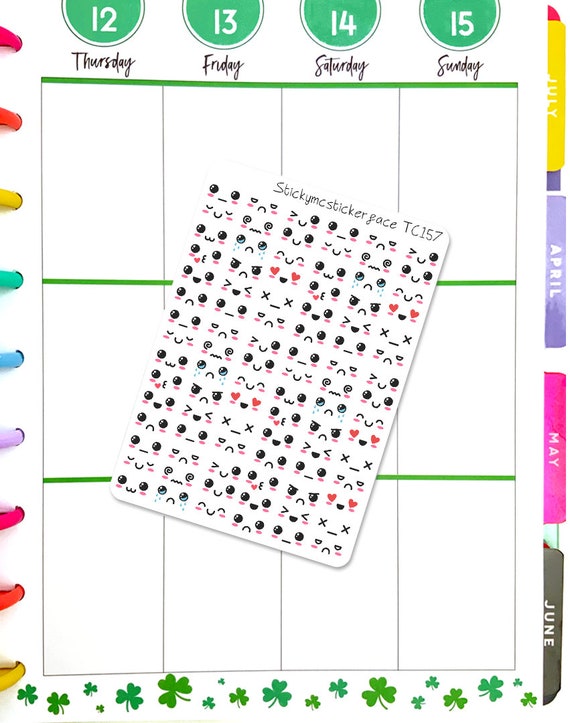 cute C157 Transparent cute face stickers funny stickers erin condren bujo stickers bullet journal stickers happy planner kawaii face