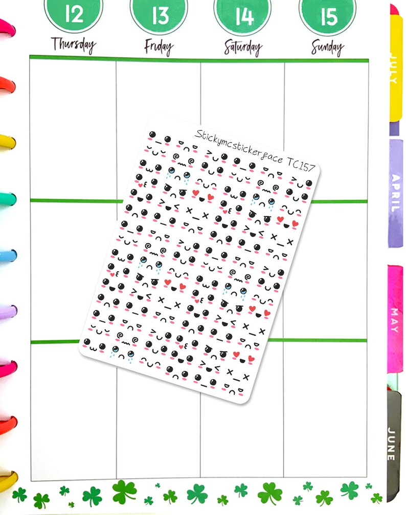 cute C157 Transparent cute face stickers funny stickers erin condren bujo stickers bullet journal stickers happy planner kawaii face