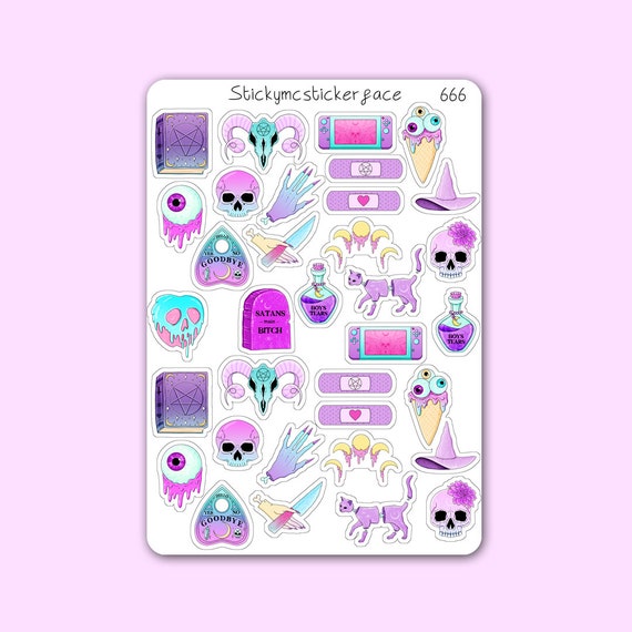 Pastel goth sticker sheet pastel planner stickers goth | Etsy
