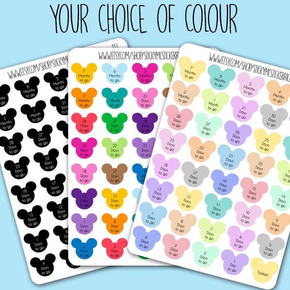 Disneyland Tracker Minnie & Mickey Disney Countdown Stickers Disney