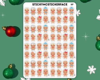 Gingerbread people stickers, kawaii stickers, christmas stickers, holiday sticker,s sweeta, planner stickers, winter stickers, xmas, bujo