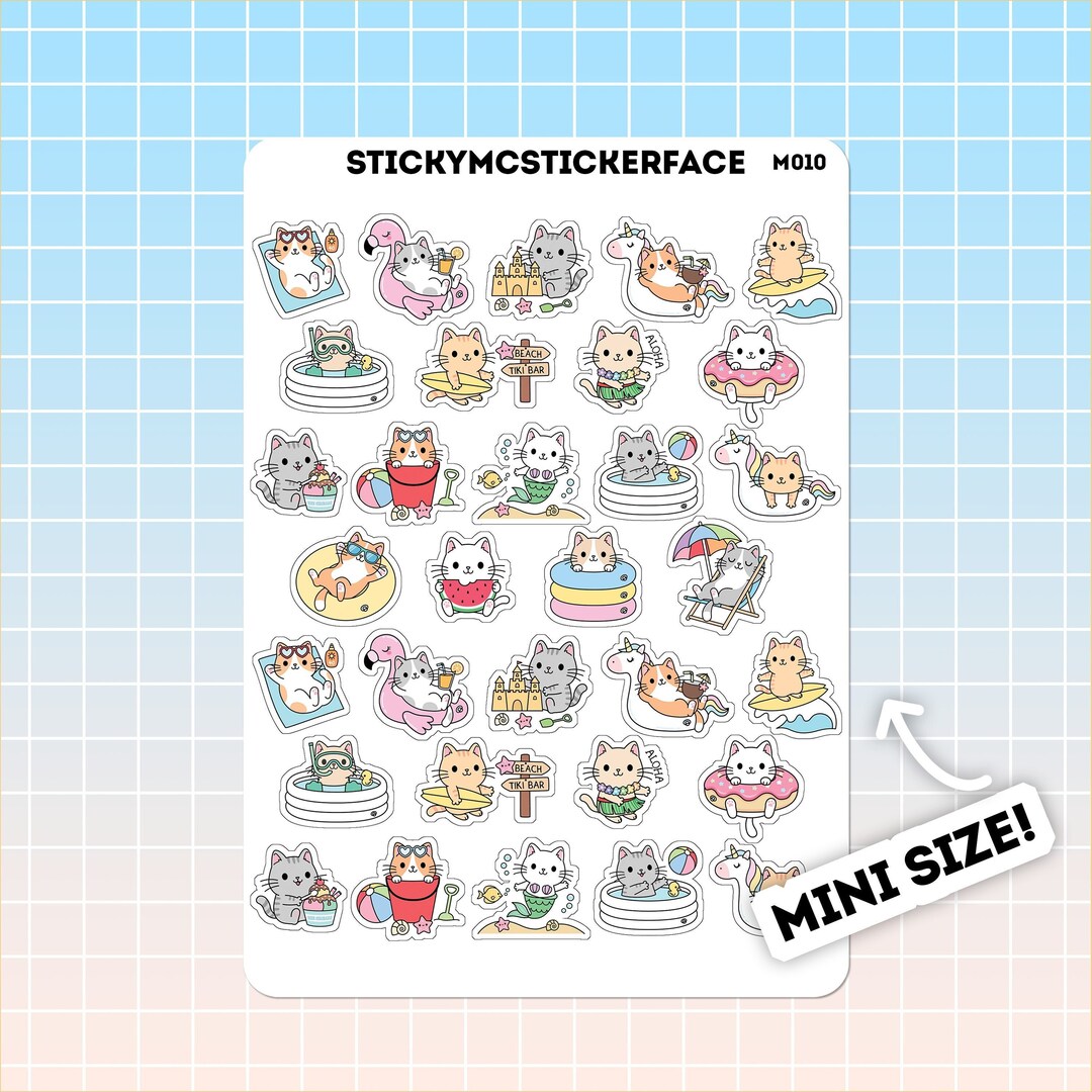Summer Cats, Planner Stickers, Cute Cats, Cat Lover, Holiday Stickers ...
