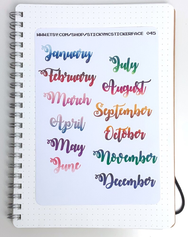 Month Stickers Overview Stickers Bullet Journal Stickers Etsy