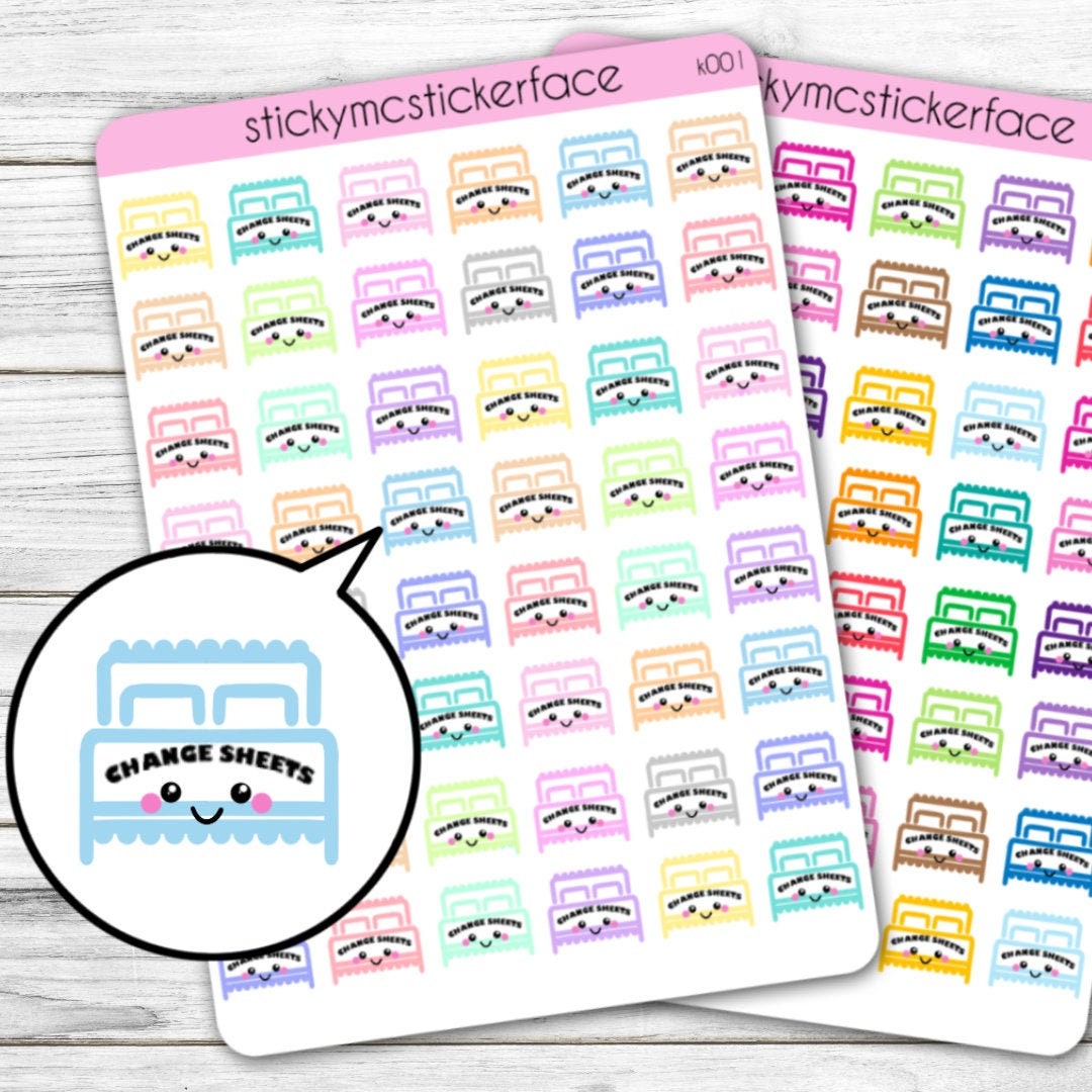 Change Sheets Stickers, Household Stickers, Planner Stickers, Bed ...