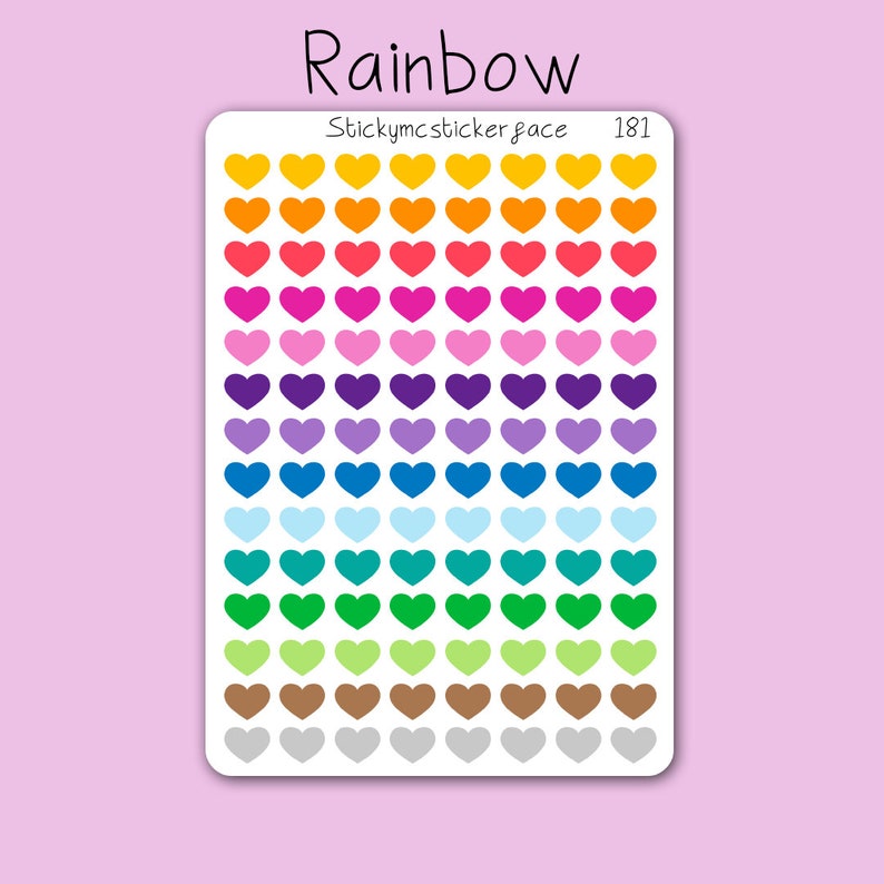 Rainbow Heart Stickers for Bullet Journal Planner Happy Etsy