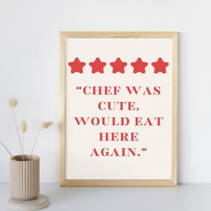 5-Star Chef Review, Romantic Wall Art, Digital Print Download, Digital Download Wall Print, Printable Wall Art, Kitchen Decor, Dining room