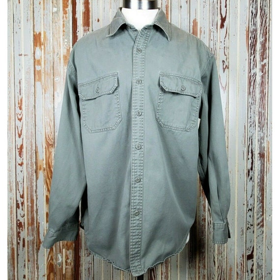 GAP Army Military Shirt Large OG Olive Drab Green… - image 2