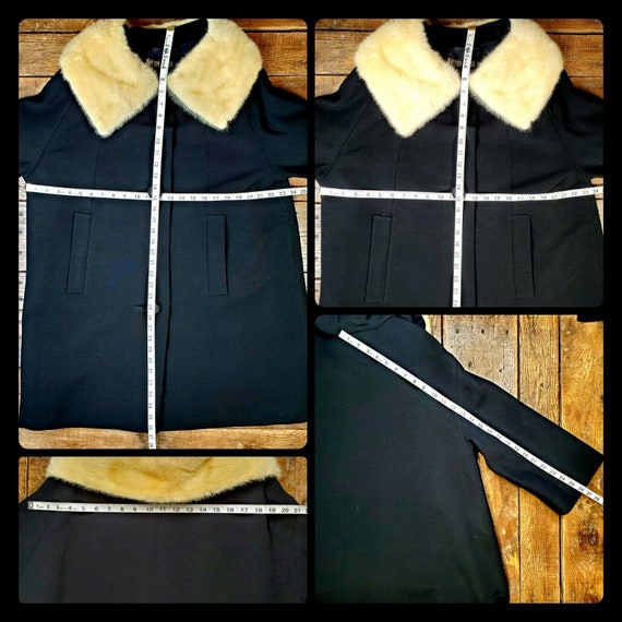 Vtg Neiman Marcus Wool Coat Mink Trim Swing Jacke… - image 10