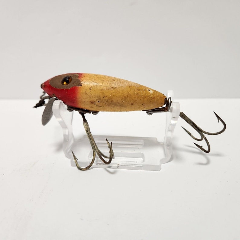 Leurres Vintage Heddon River Runt Flotteur Rivage Jaune - Pour Brochet, Bar, Doré - Original USA