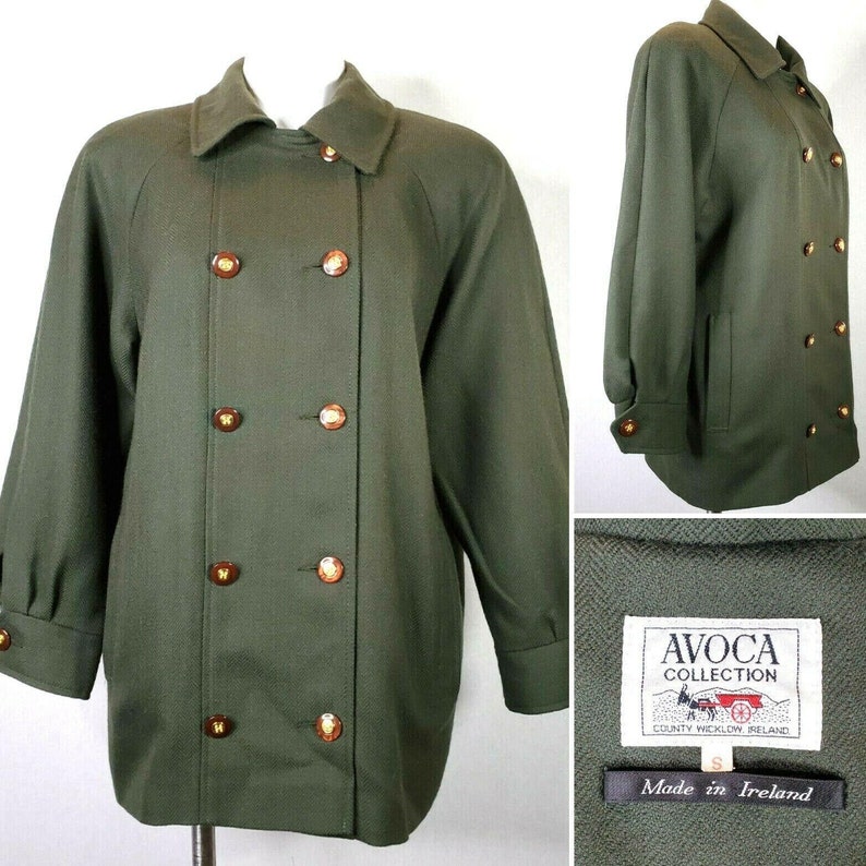 AVOCA Collection 100 New Irish Wool Jacket Small 70s Mod Pea Etsy