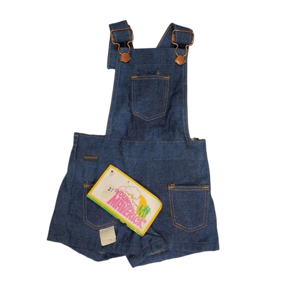 Vtg Toddler Denim Overalls Young Maverick Shorts … - image 2