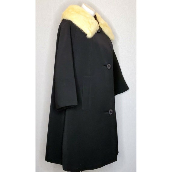 Vtg Neiman Marcus Wool Coat Mink Trim Swing Jacke… - image 9