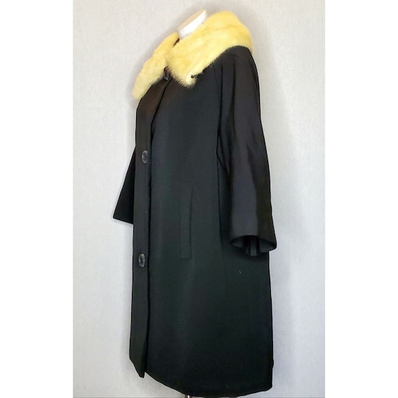 Vtg Neiman Marcus Wool Coat Mink Trim Swing Jacke… - image 8