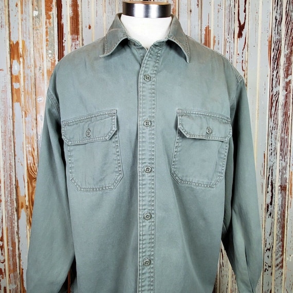 GAP Army Military Shirt Large OG Olive Drab Green… - image 3