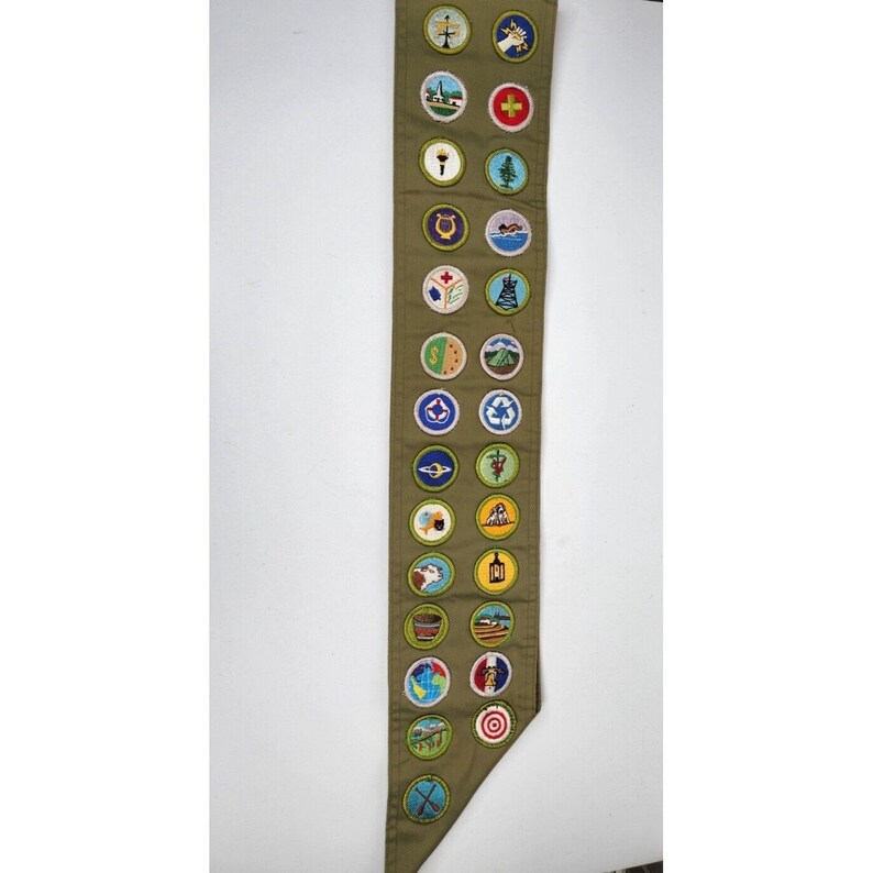 Vintage Boy Scout Merit Badge Sash With 27 Badges 1980s Etsy