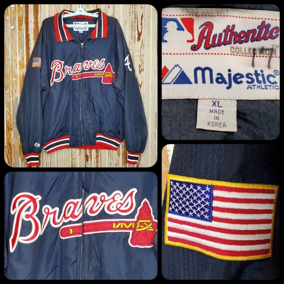 Atlanta Braves Jacket Men Medium Adult Satin All Over Print MLB Baseball  Retro