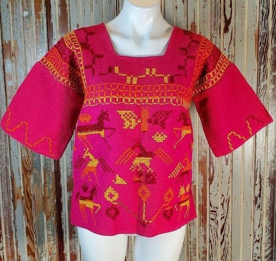 Vintage Tachi Castillo Mexican Embroidered Top Hui
