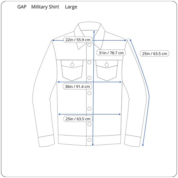 GAP Army Military Shirt Large OG Olive Drab Green… - image 10