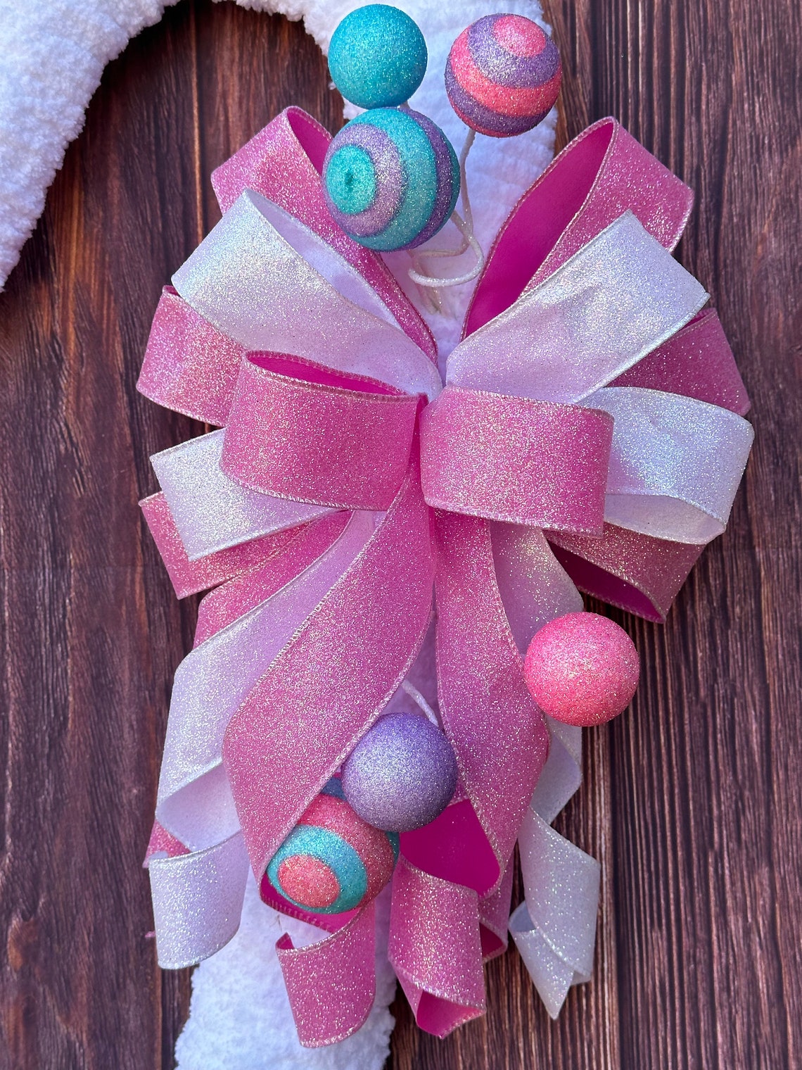 Yarn Candy Cane Wreath Candy Lane Etsy