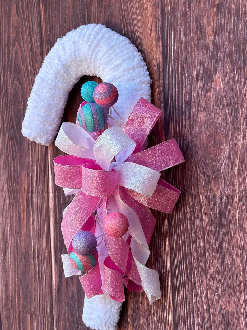 Yarn Candy Cane Wreath Candy Lane Etsy